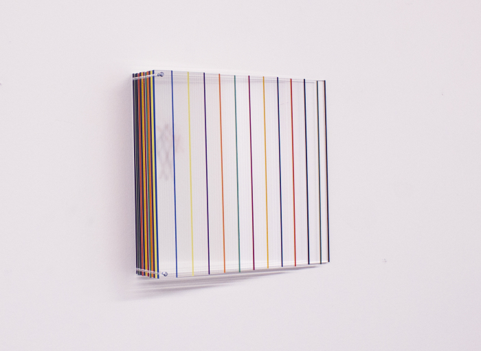 Mikael Fagerlund, Coloured energy, vinyl acrylic glass, 35 x 35 x 10 cm