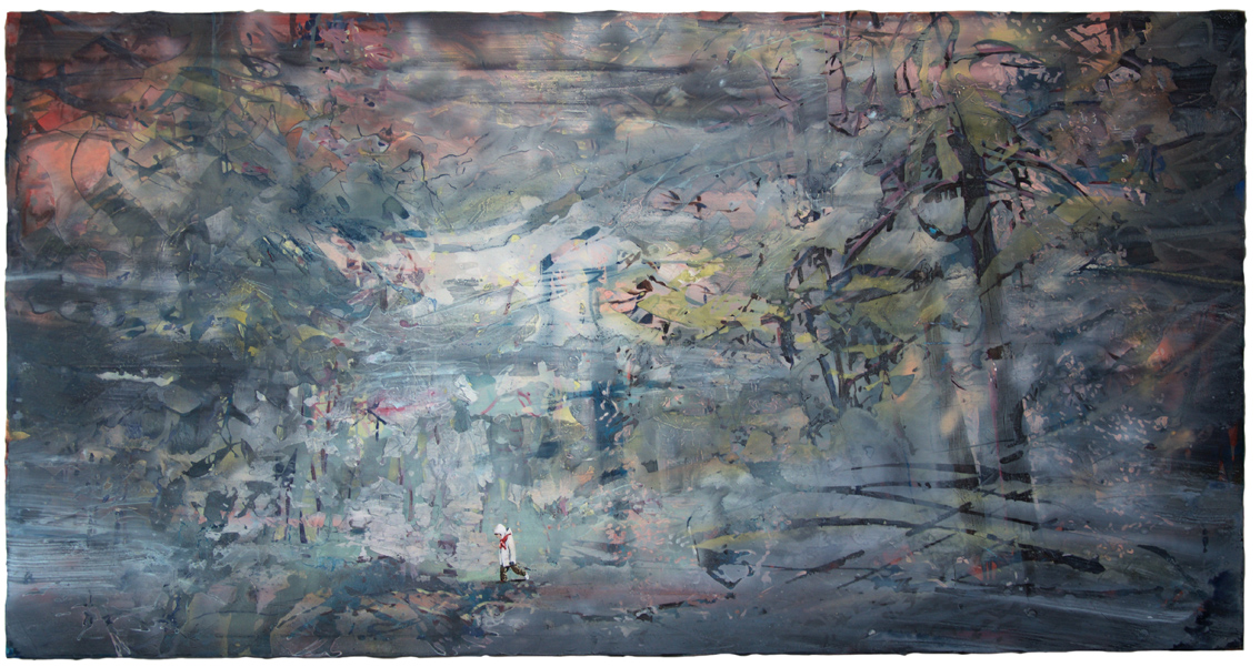 Andrea Damp, Papinian, 2015, oil and acrylic on canvas, 130 x 250 cm