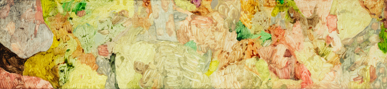 Roger Metto, 756, 2017, oil on panel, 30 x 130 cm