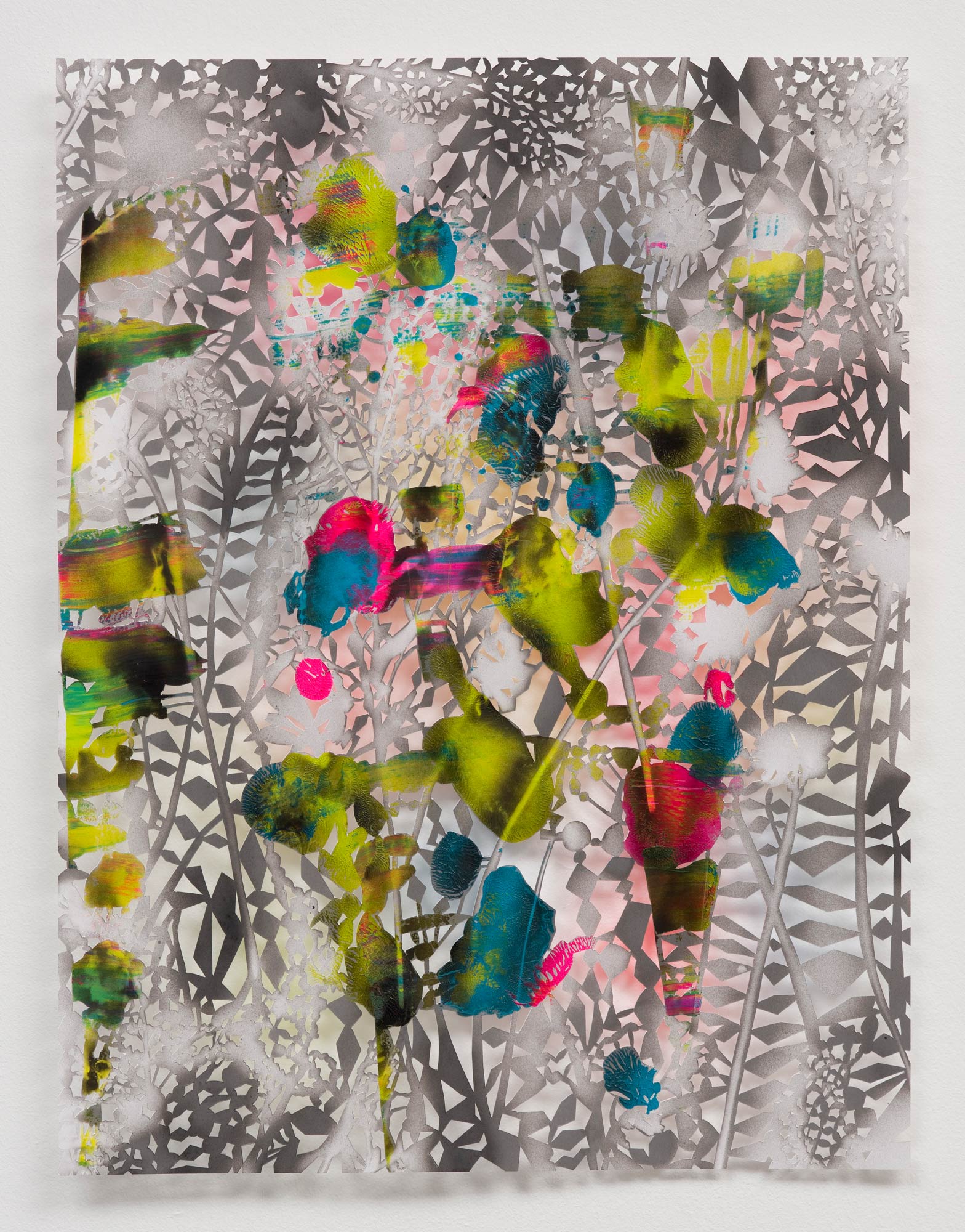 Gabriele Basch, hannahs garden IX, 2017, spraypaint on cutout paper, 65 x 50 cm